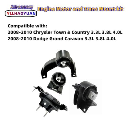Yllhaoyuan Complete Set of 4 Motor Mounts for 2008-2010 Chrysler Town - size: 2008-2010 Chrysler Town & Country