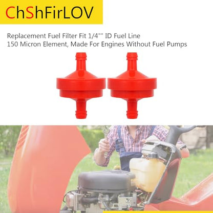 394358 AM38708 298090 Lawn Mower 1/4" Inline Gas Fuel Filter for B & S BS 394358S 5098K 7-6572 1/4" Inline Gas 75 Micron Assembly (2/Pack)