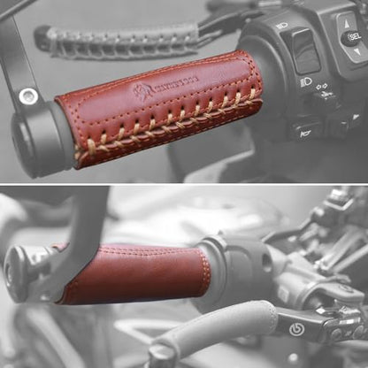 Leather Motorcycle Brake Clutch Covers, Handlebar Hand Grip Covers Throttle Grip Covers - color: Brown: Handlebar Cover