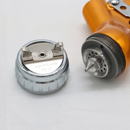 Auto Body Paint Spray Gun Kit Automotive air hvlp Spray Gun Car Paint Gun Gravity kit 1.3mm Tip 600ml Plastic Cup for Car Paint，Gold - color: Gold