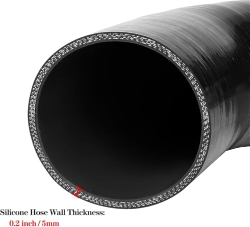 2.5"-2.75" 90 Degree Reducer Silicone Elbow Coupler 8" Leg Length - size: ID: 2.5" to 2.75" (63mm to 70mm)