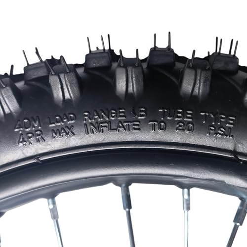 Beeking 70/100-17 Front Wheel Rim Tire Assembly for Dirt Bike 15mm axle front Wheel Rim Tire Fits 50cc-125cc dirt bike TTR SSR CRF Apollo Includes 200mm brake disc.