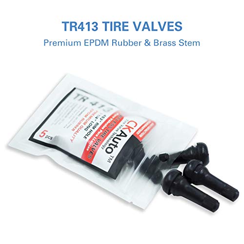 CKAuto TR413 Tubeless Rubber Snap-in Tire Valve Stems, Black, 5 Pcs/Bag - size: TR413