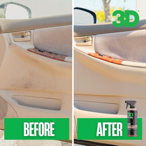 3D LVP Interior Cleaner - Removes Dirt, Grime, Grease, Oil & Stains from Leather, Vinyl & Plastic - Great for Seats, Steering Wheels, Door Panels, Dashboards - Car, Office, Home Use 16oz. - size: 15.89 Fl Oz (Pack of 1)