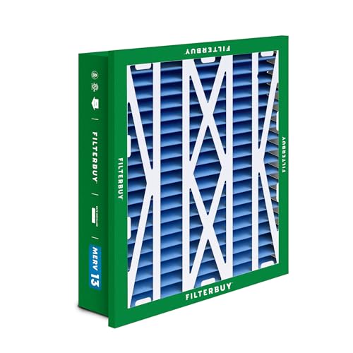 Filterbuy 20x20x5 Air Filter MERV 13 Smoke & Allergy Defense (2-Pack) - size: 20x20x5 (Actual: 18.38 x 18.38 x 3.69)