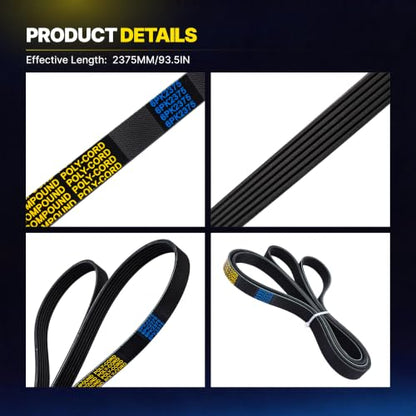 6PK2375 Serpentine Belt with 2008-2012 Chevrolet Malibu 3.6L - size: 6PK2375-2375mm