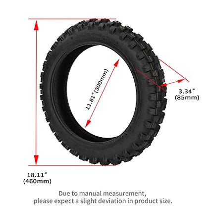 80/100-12 3.00-12 Rear Dirt Bike Tire and Inner Tube Set - size: 80/100-12