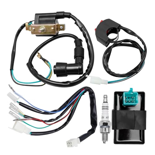 EATAKWARD 5 Wiring Loom Kill Switch Coil CDI Spark Plug Kit for 50cc 70cc 90cc 110cc 125cc140cc Kick Start Dirt Pit Bike ATV, Replacement for Chinese Pit Bike