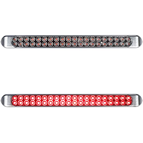 Partsam 2Pcs 17" Clear Lens Red LED Tail Light Bar - 40 LED 3rd Brake/Stop/Turn & Tail Light; DOT Approved, Sealed Waterproof Clearance Marker Identification Tail Light Bar for Trucks Trailers - color: Red Led