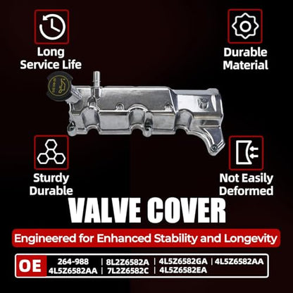 MITZONE Right Side Aluminum Valve Cover Compatible with Ford Explorer Sport Trac Mercury Mountaineer 2004-2010 Ford Ranger 2004-2011 V6 4.0L 4L5Z6582AA 4L5Z6582GA - size: 2004-2011 Ford Right Side