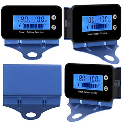 IPX7 Waterproof 7-100V Monitor with Bracket Buzzer Alarm &Temperature - color: Blue
