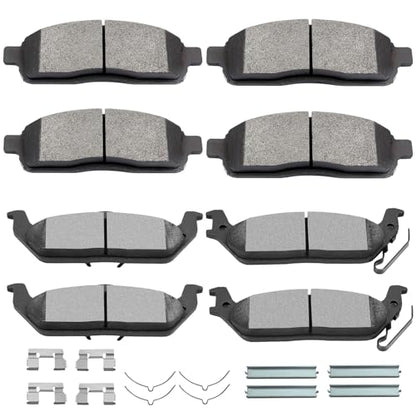 SCITOO Brake Pads Kits Front Semi-Metal Rear Ceramic 8pcs For F-150 2004-08 - size: Front D1083 & Rear D1012 [8PCS]