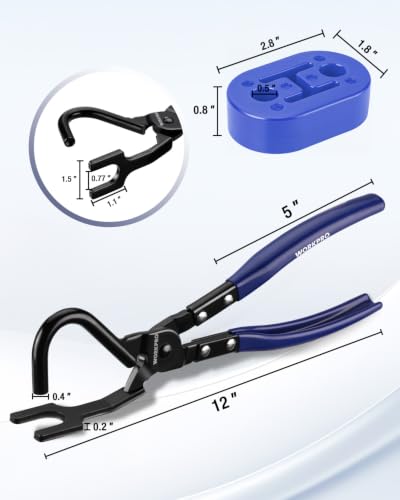 WORKPRO Exhaust Hanger Removal Tool with 4 Rubber Hangers, Blue - color: Blue