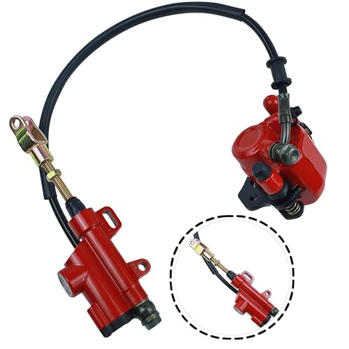 Rear Foot Brake Master Cylinder Caliper Assembly for 50cc 70cc 90cc 110cc 125cc Chinese ATV Quad Replacement for Taotao Boulder B1 Coolster 3050HD (Red) - color: Red