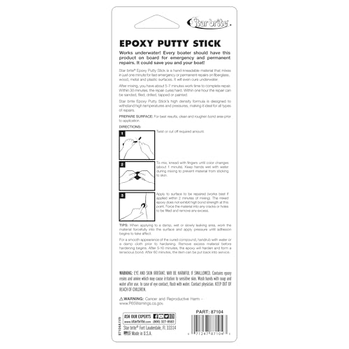 STAR BRITE Epoxy Putty Stick for Quick, Versatile, Permanent Repairs - style: Fiberglass, Wood, Plastic
