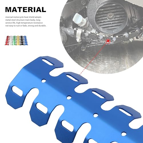 Motorcycle Metal Heat Shield Cover,Universal 9.8in Exhaust Pipe Anti Hot Ironing Tail Heat Shield Cover for All Off Road ATV Dirt Bike Racing(Blue) - color: Blue