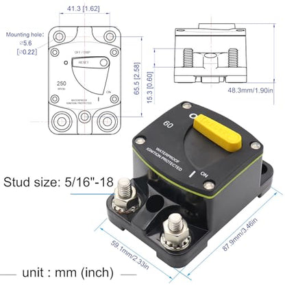 30A Amp Battery Switch Circuit Breaker w/5/16 Studs Waterproof UL - color: New version, size: 30A