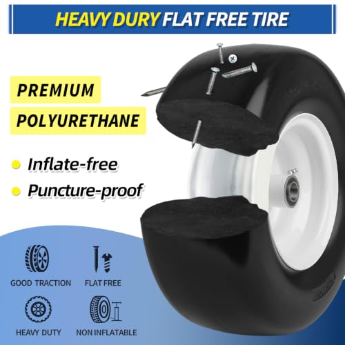 GICOOL 13x6.50-6 Flat Free Front Tire and Wheel for Zero Turn Mower, 2PK - size: 13x6.50-6 Flat-free Tire - 2 Pack