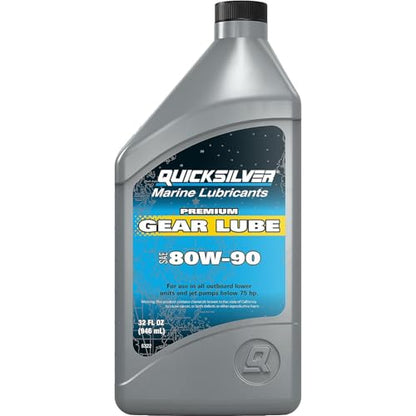 Quicksilver by Mercury Marine 80W-90 Premium Gear Lube, Marine Engine, 32 oz. - size: 32 fl oz