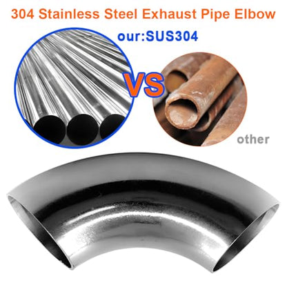 1.25 Inch 90 Degree Stainless Steel Bend Tube Exhaust Elbow Pipe for Car Modified Exhaust System 1.25" Piping Silver Tone，Stair Handrail (2PCS) - size: 1.25"