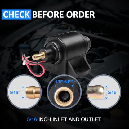 12V Electric Fuel Pump Low Pressure 2-3.5 PSI Inline - size: 2-3.5 PSI 28GPH