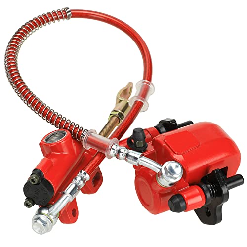 FVRITO Rear Brake Master Cylinder Caliper Assembly for 50cc 70cc 90cc 110cc 125cc Taotao Boulder B1 Coolster 3050HD 3050C 3125R Peace motorsports Quad Chinese ATV Kids 4wheeler Scooter Red - color: Red