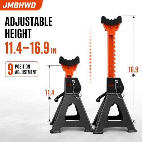 Car Jack Stands 3 Ton with Jack Rubber Pads and Double Pin Lock for Vehicle Lifting Jack Stand, 1 Pair Black - color: Black