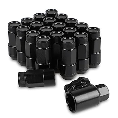 20PCS Closed End Lug Nuts M12X1.5 Wheel Rims Lug Nuts +Socket (Black) - color: Black