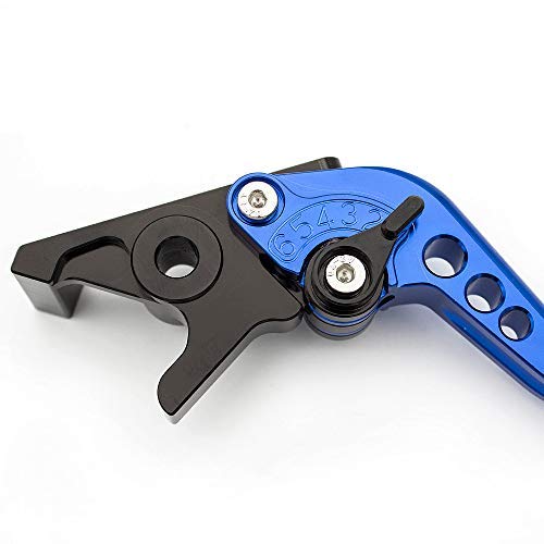 CNC Brake Clutch Levers Compatible with GROM MSX125 CBR300R CB300F CB300 CB300R CB300FA 2014-2020, CBR250R 2011-2013, CB400F CB400R 2013-15, CBR500R CB500F CB500X 2013-2020, CB125/F/R 2019-2020 - color: Blue Lever with Black Adjuster