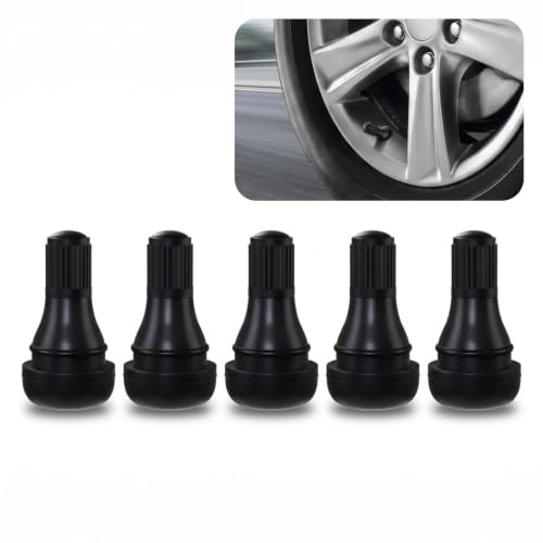 5 PCS TR412 Short Snap-In Tubeless Car Tire Air Valve Stems, Black Rubber Car Wheel Valves Fit 0.45" 11.5mm Rim Holes, Replacement Tire Valve Stems for Standard Passenger Car Wheels - size: TR412