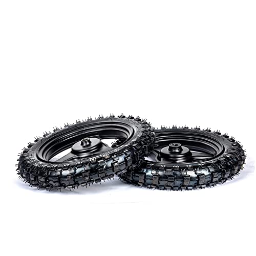 Front and Rear Rim Wheel PW50 Pair of Rim Tire Dirt Bikes ATV Motocross Brake Wheel Assembly Replacement for Yamaha (Black)