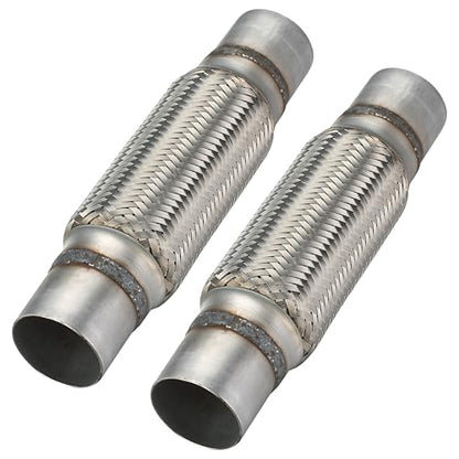 2 Pcs Exhaust Flex Pipe, 2.25''x 8''Stainless Steel Heavy Duty Exhaust Flex Pipe, Double Braid Exhaust Flex Tube, Overall Length 12'' - size: 2.25''x8''x12'', style: 2 PCS