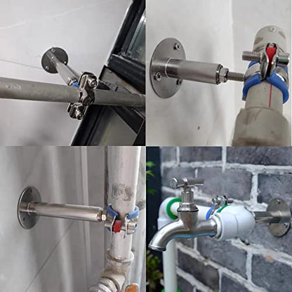 2PCS 304 Stainless Steel Wall Mount Ceiling Mount Pipe Supports, Adjustable Pipe Strap Clamp with screws for OD Pipe 15-19mm, Adjustable Height 50-100mm - size: 15-19mm, style: Adjustable Height 50-100mm