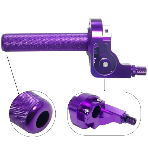 Motorcycle Throttle Grip 7/8" 22mm CNC Aluminum Quick Twister with Throttle Cable for KLX CR CRF EXC XR CRF50 CRF230 50 110 125 230 250 Dirt Pit Bike Motocross Motorbike Quad ATV - color: Style-B-Purple