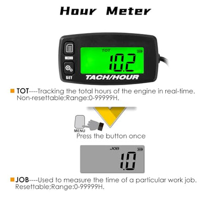 Digital Tachometer Hour Meter, Service Reminder for Small Engine
