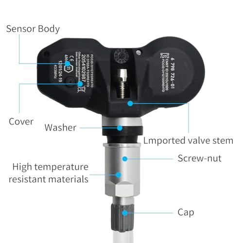 36236798726 36236771034 4Pcs TPMS Sensor, Replacement for BMW 328i 335i 528i M3 M6 X3 X5 Z4 Series 1 3 5 6 7 Mini Rolls-Royce, Tire Pressure Monitoring System Sensors 433Mhz