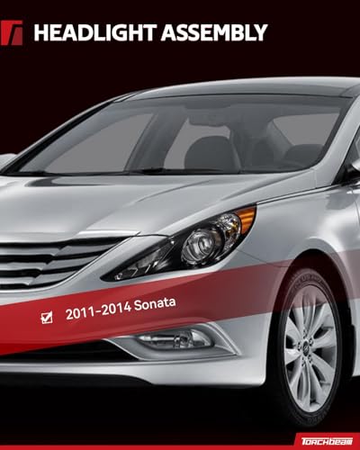 Torchbeam Headlight Assembly, Replacement For 2011-2014 Sonata 2.4L/2.0T - color: Black-Chrome/2011-2014 Sonata