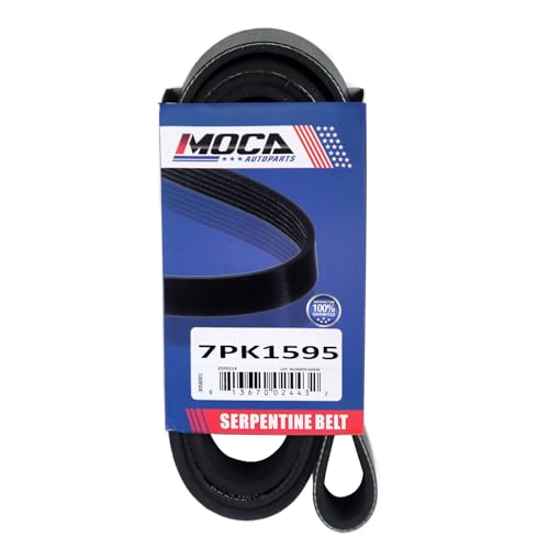 MOCA 7PK1595 EPDM Serpentine Belt W/O AC Fits 2001-2003 for Toyota RAV4 2.0L, 2004-2005 for Toyota RAV4 2.4L, 2009-2010 for Pontiac Vibe 2.4L - size: 7PK1595