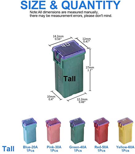 10 Pc Automotive Tall Profile JCASE Fuse 40 Amp Fuse Kit for Ford, Chevy/GM, Nissan, and Toyota Pickup Trucks, Cars and SUVs - style: 40 Amp