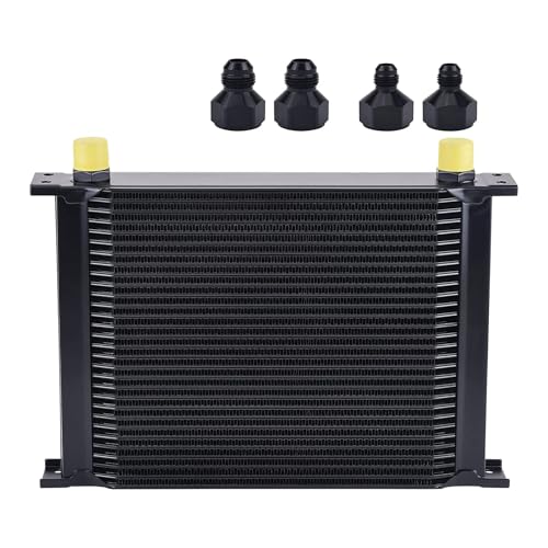 EVIL ENERGY 30 Row Oil Cooler, 10AN Stacked Plate Transmission Engine Cooler Universal British Radiator Aluminium Black - size: 30 Row