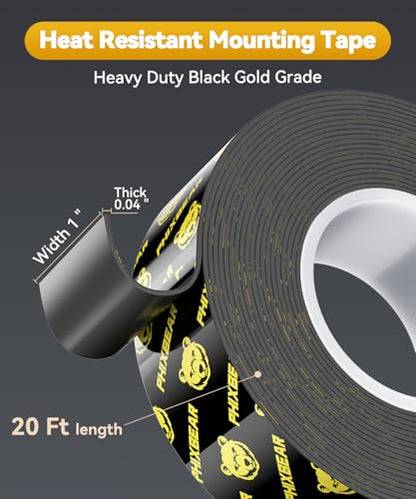 PHIXBEAR Double Sided Tape Heat Resistant Heavy Duty, 1" x 20FT - size: 1" x 20FT