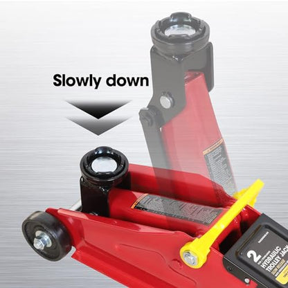 Big RED 2 Ton (4,000 lb.) Hydraulic Trolley Service Lift Jack/Portable Floor Jack with Special Slow Release and Blow Mold Carrying Storage Case - size: 2 Ton (4,000 lb) with Case