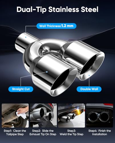 3" Dual Exhaust Tip,3inch Inlet 4inch outlet 9.5" Long Tail Pipe - size: 3TO4