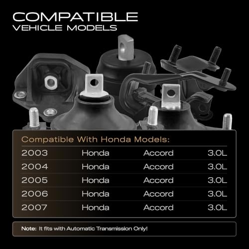 6PCS Engine Motor and Trans Mount Set Compatible with Honda Accord 3.0L - size: 2003-2007 Accord 3.0L