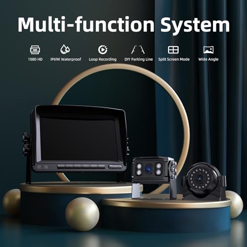 eRapta HD 1080p Backup Camera System Kit, 7-inch Reversing Monitor - color: black