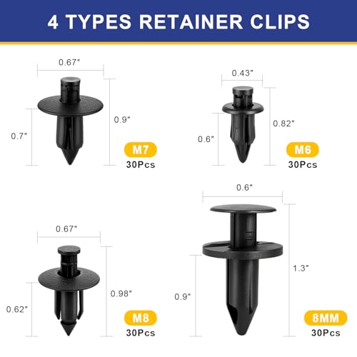 Plastic Rivets, 120pcs Plastic Push Pin Clips Body Rivets Compatible with UTV ATV Motorcycle M6 M7 M8 Retainer Fastener Replace 7661855 Fits for Polaris Honda Kawasaki Suzuki Yamaha