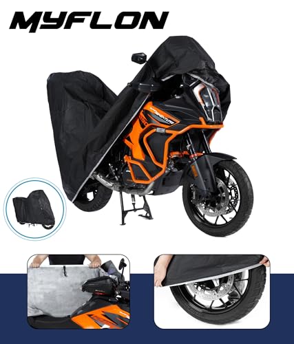 Motorcycle Cover All Season Universal Waterproof Sun Outdoor and Indoor Protection &MYFLON Motorcycles Vehicle Cover (X Large) - size: X LARGE