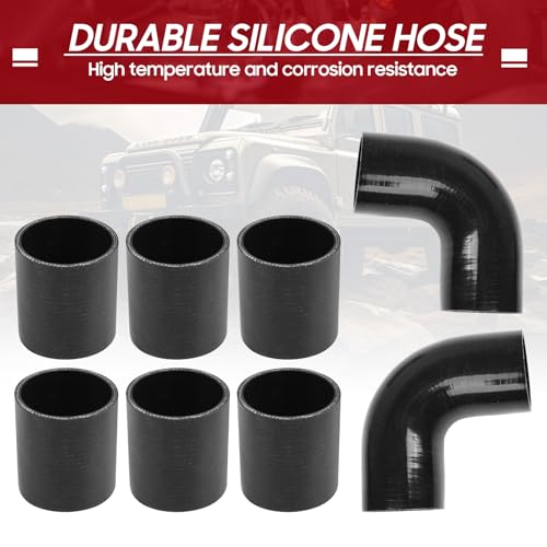 2.5" Universal Aluminum Turbo Intercooler Piping U-Pipe Kit 600mm Aluminum Pipe + 8 Elbow Hose+ 16 Clamps Kit 8PCS - Black - color: Black, size: 2.5"-60cm