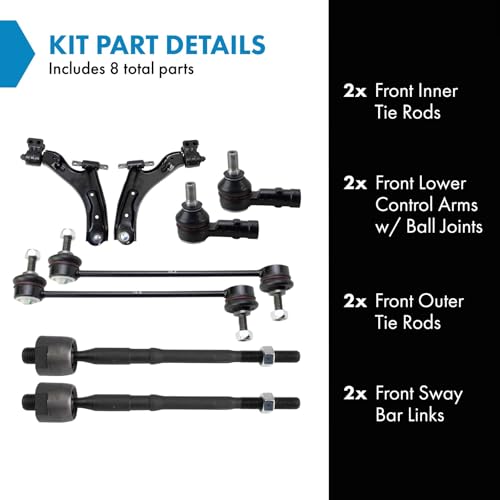 TRQ Front Steering and Suspension Kit Control Arms with Ball Joints Tie - style: PSA32134