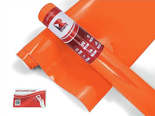 Rwraps Hyper Gloss Vinyl Car Wrap Film in Orange - 5ft x 1ft - Vehicle - color: Hyper Gloss Orange, size: 5ft x 1ft